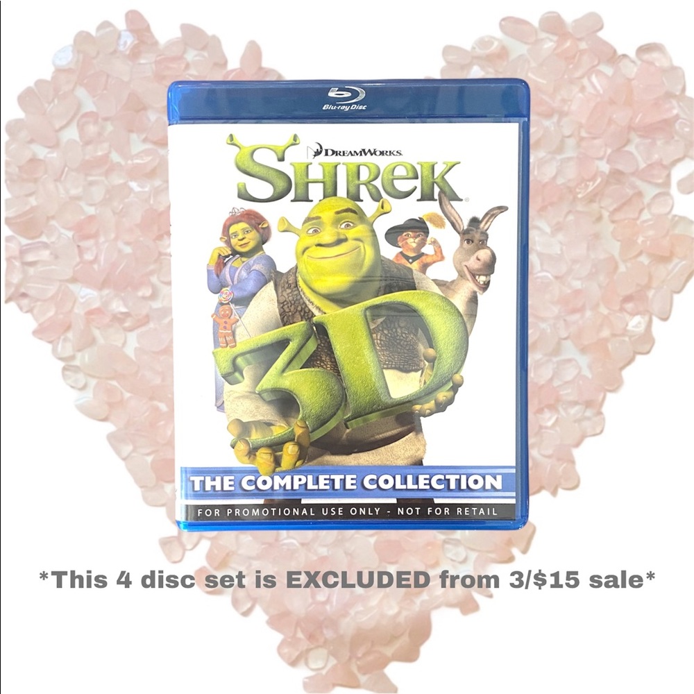 Shrek The complete collection 3-D Blu-ray 4 disc set NOT PART OF 3/$15 SALE